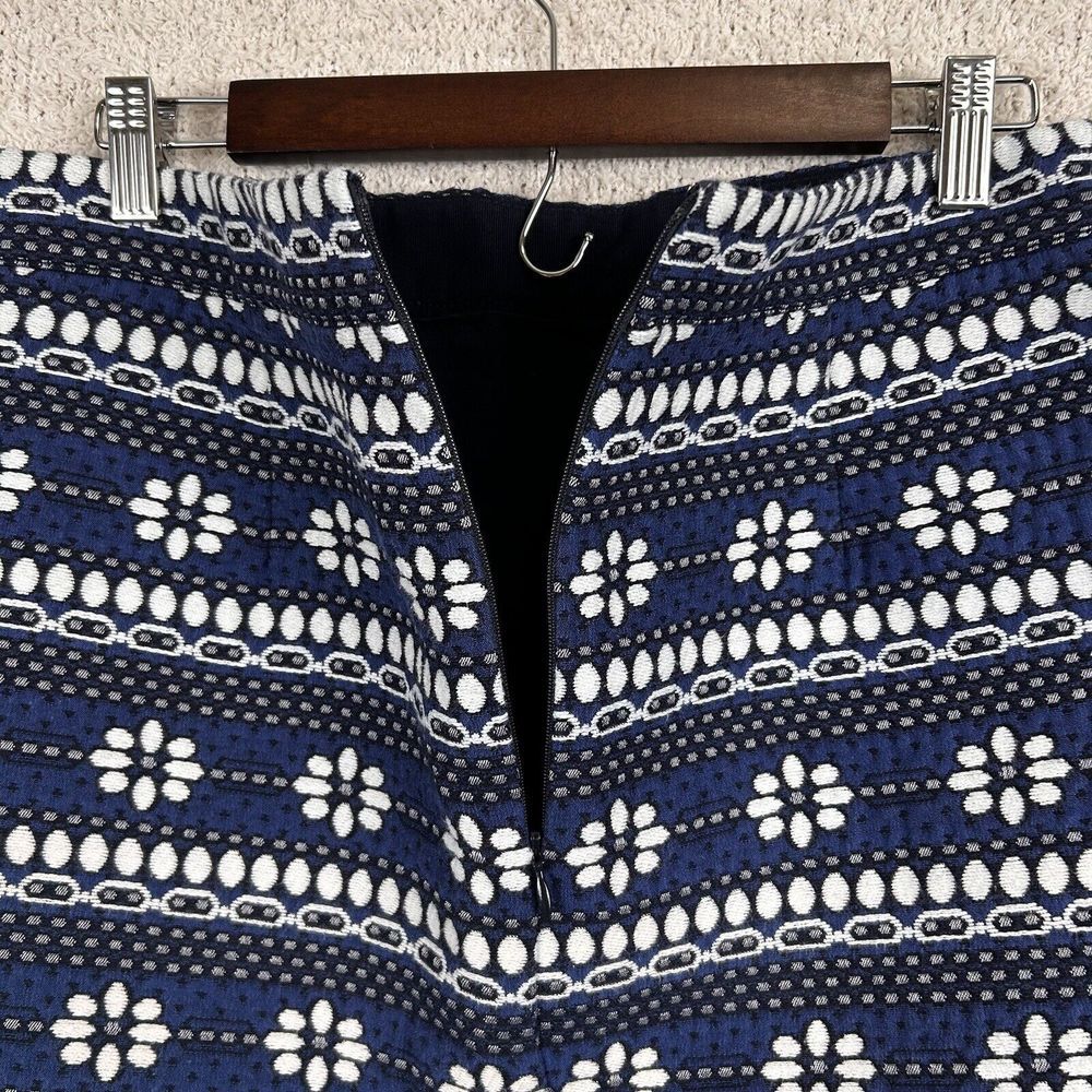 J. Crew Skirt Womens 6 Blue Floral Jacquard Lined Pencil Mini Back Zip Pockets - Picture 10 of 15